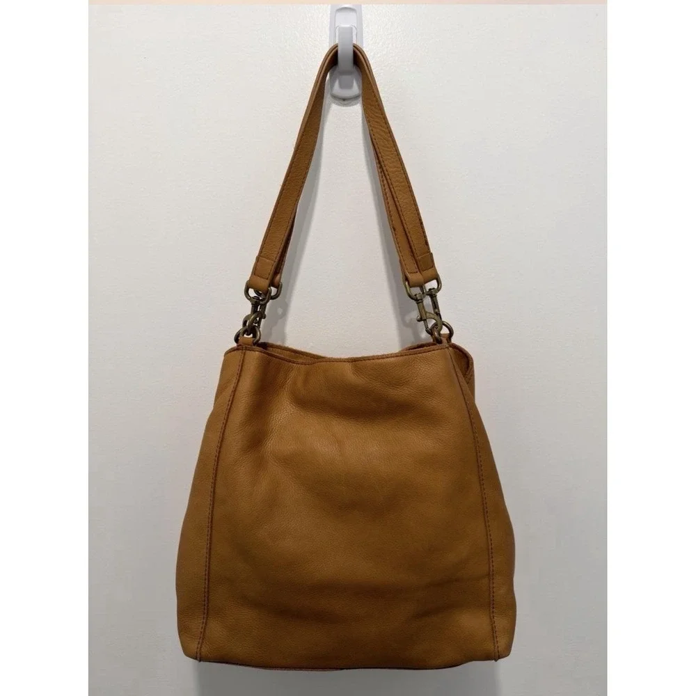 American Leather Co Genuine Leather Hobo Tote Bag Tan Dual Strap Shoulder Purse